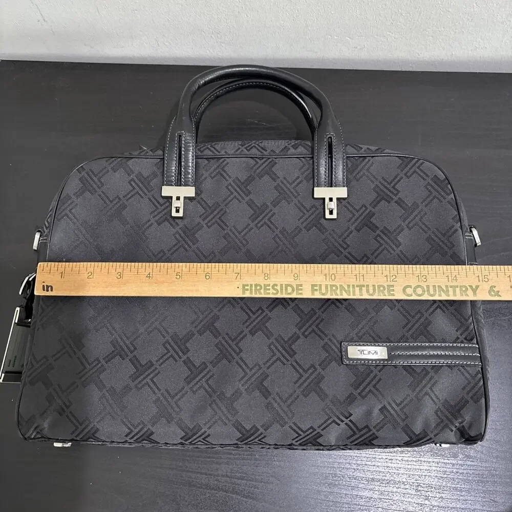 TUMI Black T Monogram Jacquard Nylon Canvas Laptop Briefcase Bag **MISSING STRAP